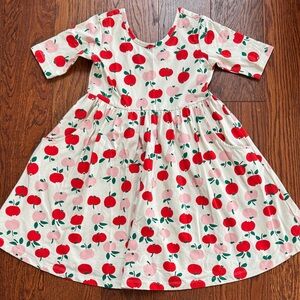 Hanna Andersson Charming Red and White Apple Print Kids Dress